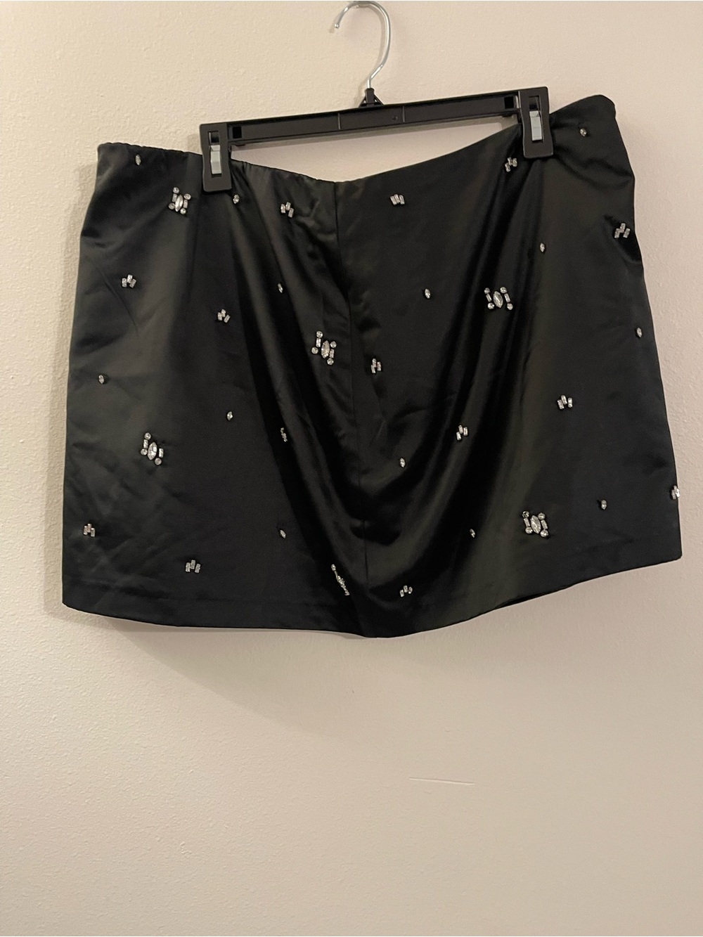 Abercrombie & Fitch Black Embellished Satin Mini Skirt